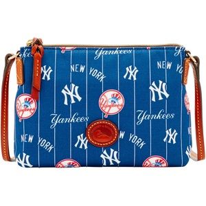 NWT- Dooney & Bourke MLB New York Yankees Crossbody Pouchette Navy and Tan